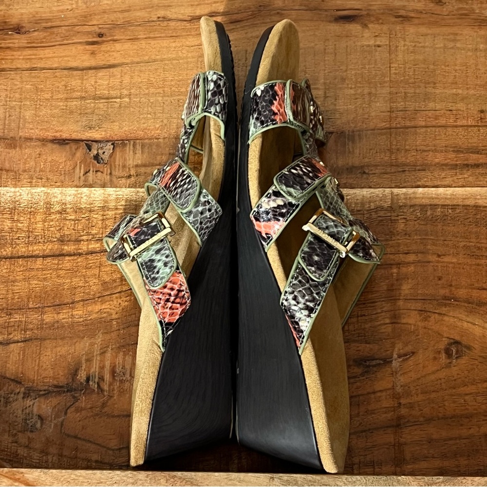 VIONIC Radia Low Wedge Leather Sandals Size 8 - Picture 4 of 7